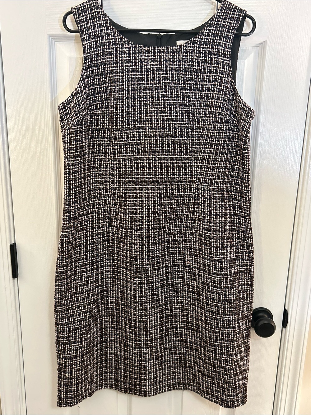 Chadwick's Sleeveless Tweed Sheath Dress Black Multi Size 14